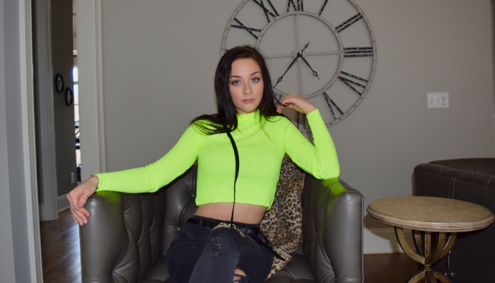 Neon colors for Spring and Summer 2019. Girl with neon top